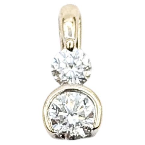 Diamond Two-Stone Drop Pendant in 18k White Gold For Sale