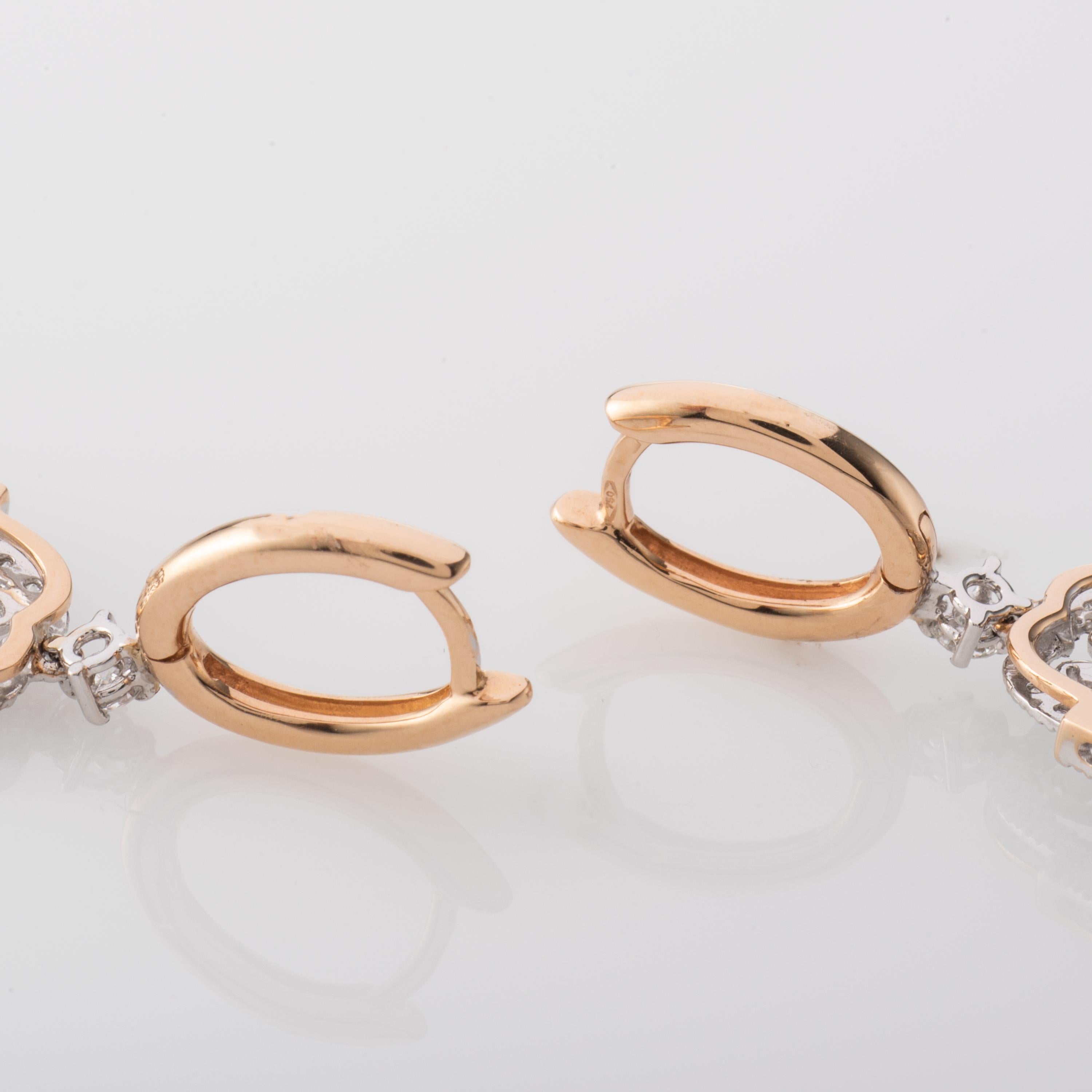 Women's Diamond Two-Tone 18 Karat Gold Earrings For Sale