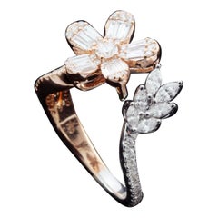 Diamond Two-Tone Floral Illusion Ring in 18 Karat Gold