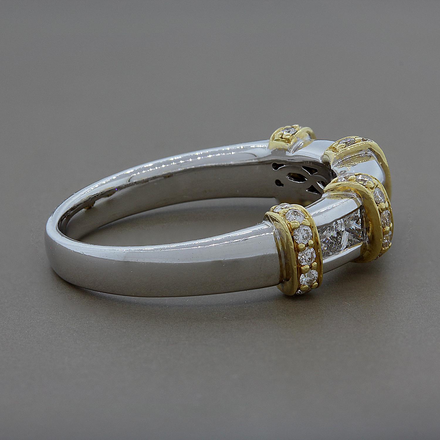 Diamond Two-Tone Gold Band Ring In New Condition In Beverly Hills, CA
