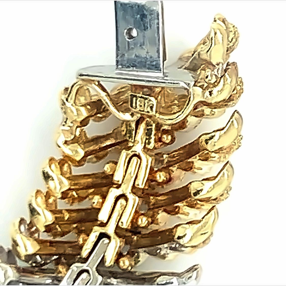 Brilliant Cut Diamond Two-Tone Gold Bracelet, circa 1960s For Sale