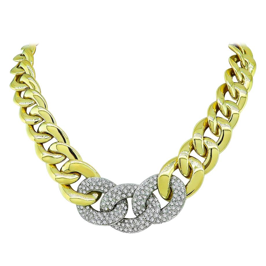 Diamond Two-Tone Gold Chain Necklace