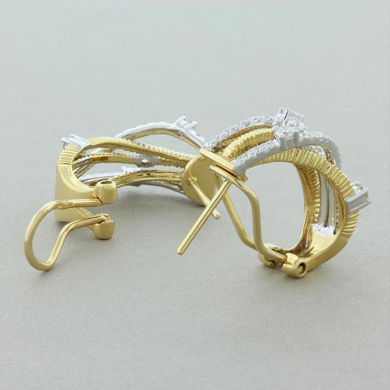 Diamond Two-Tone Gold Earrings In New Condition In Beverly Hills, CA