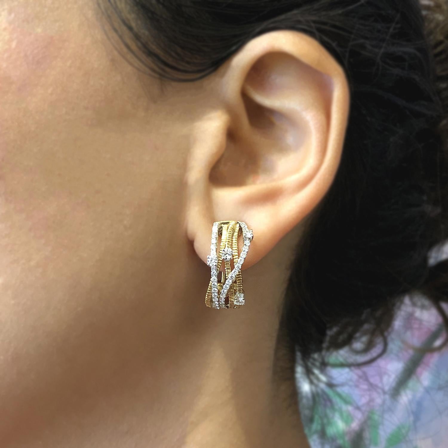 Women's Diamond Two-Tone Gold Earrings
