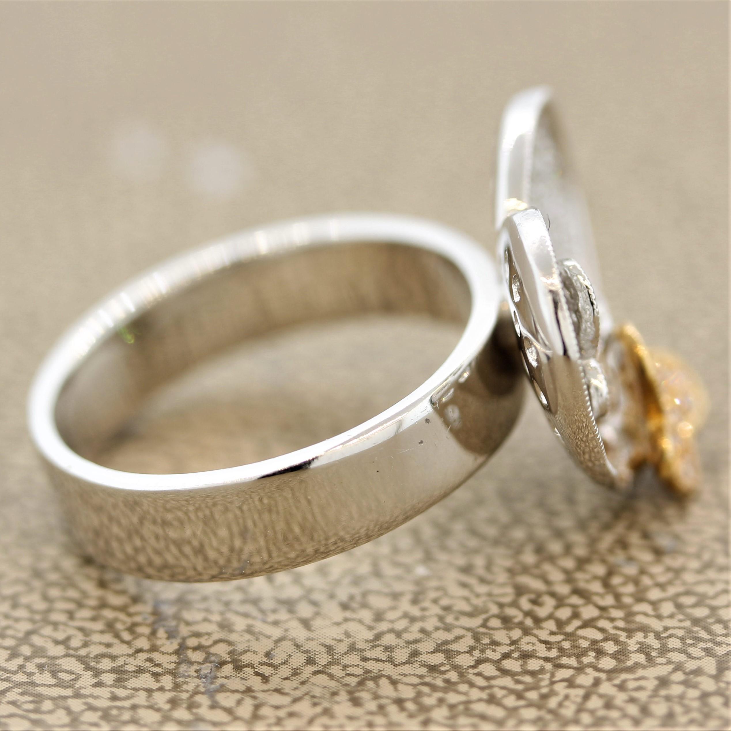 Women's Diamond Two-Tone Gold Heart-Butterfly Ring