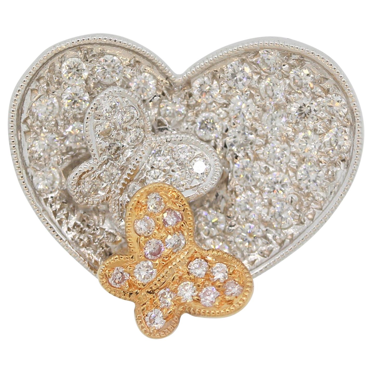 Diamond Two-Tone Gold Heart-Butterfly Ring