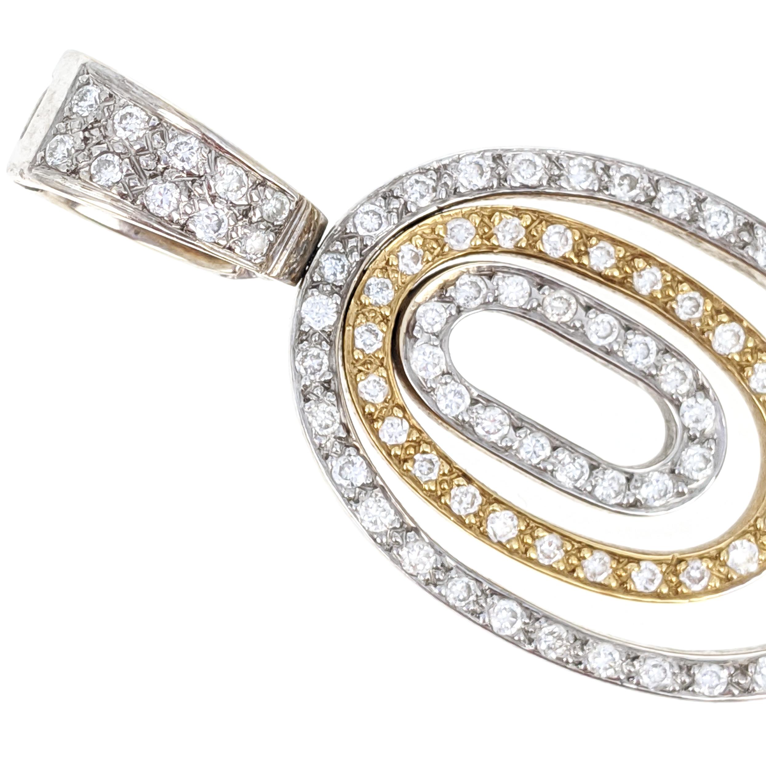 Contemporary Diamond Two-Tone Gold Oval Pendant