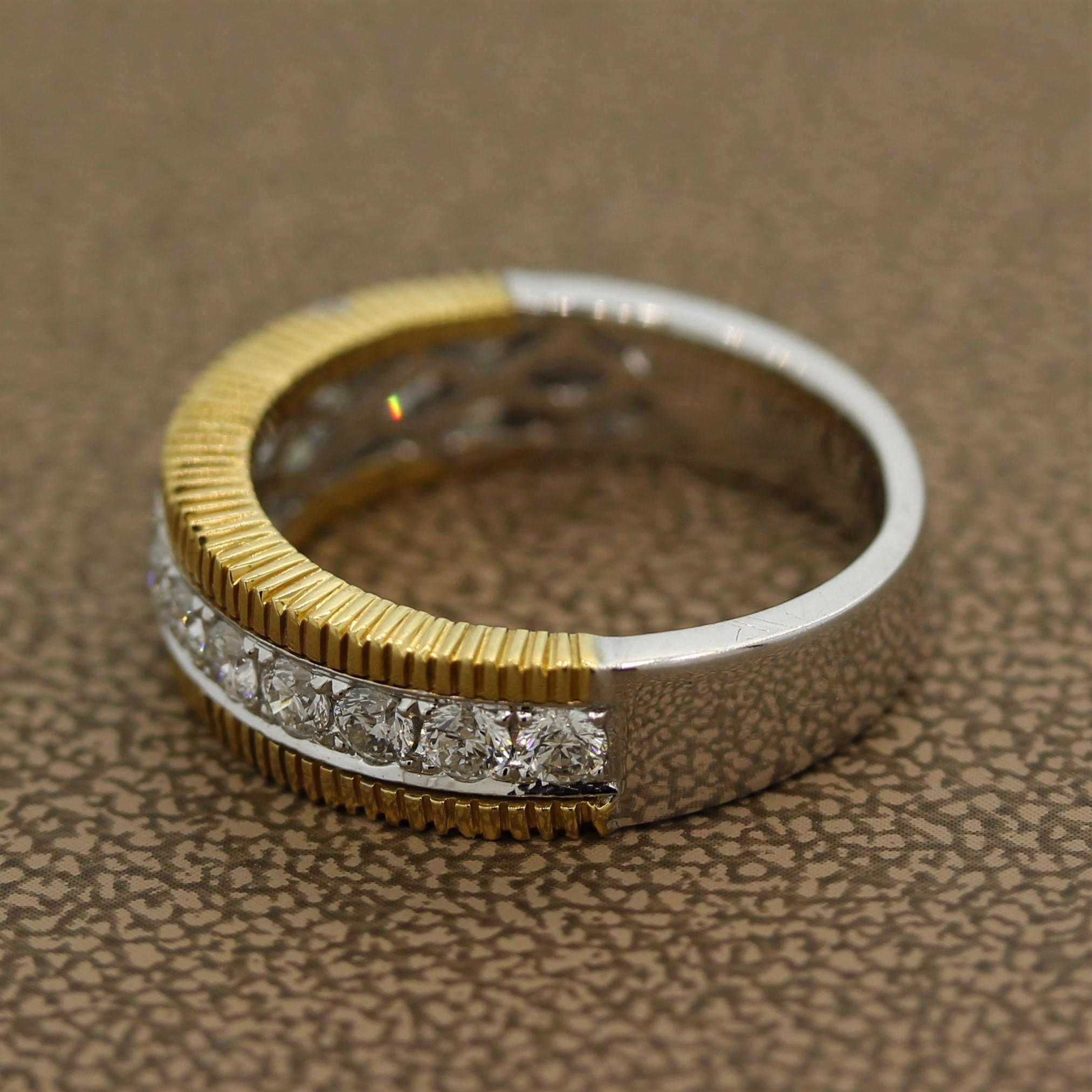 Round Cut Diamond Two-Tone Gold Ring Band