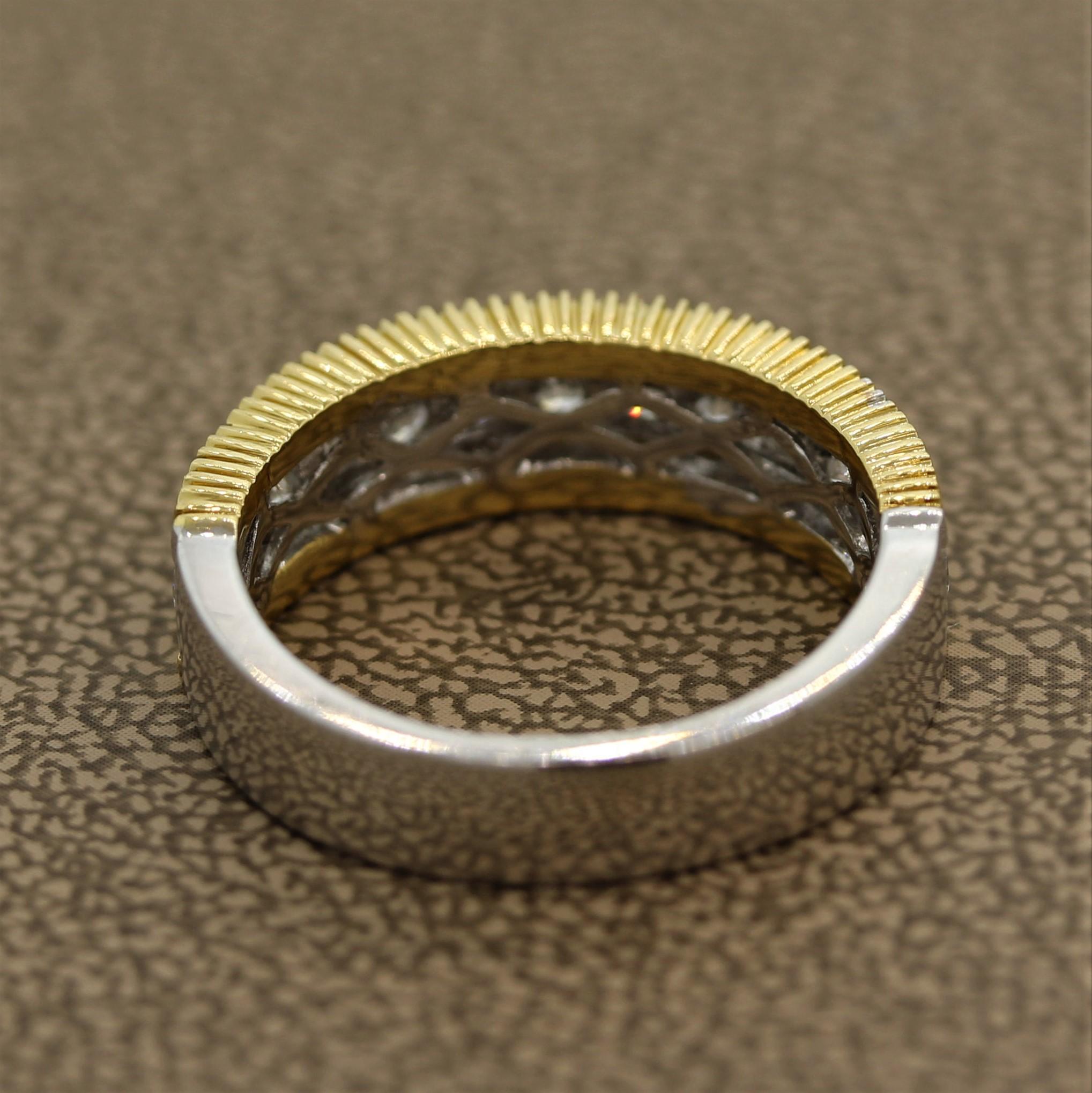 Diamond Two-Tone Gold Ring Band For Sale 1
