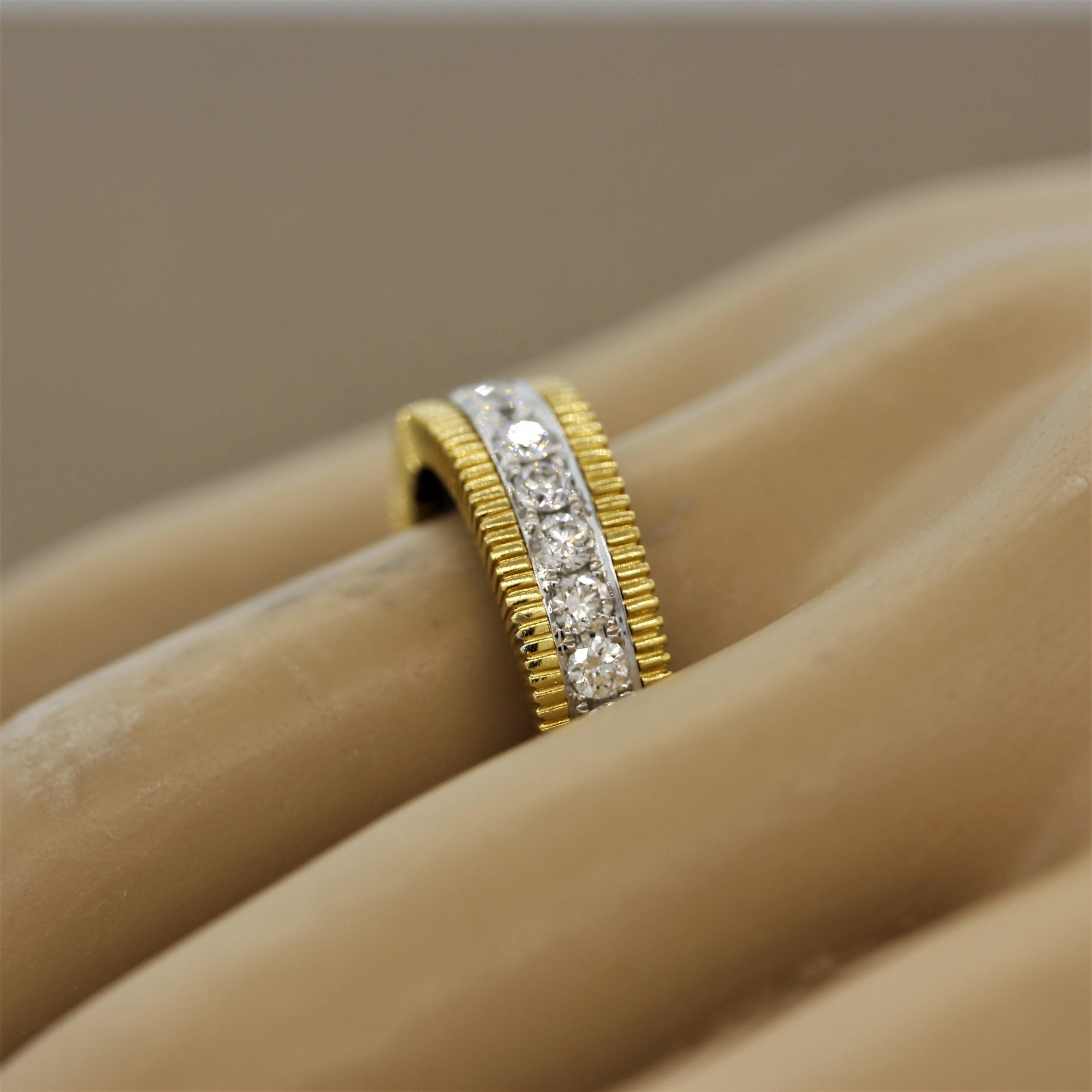 Diamond Two-Tone Gold Ring Band For Sale 3