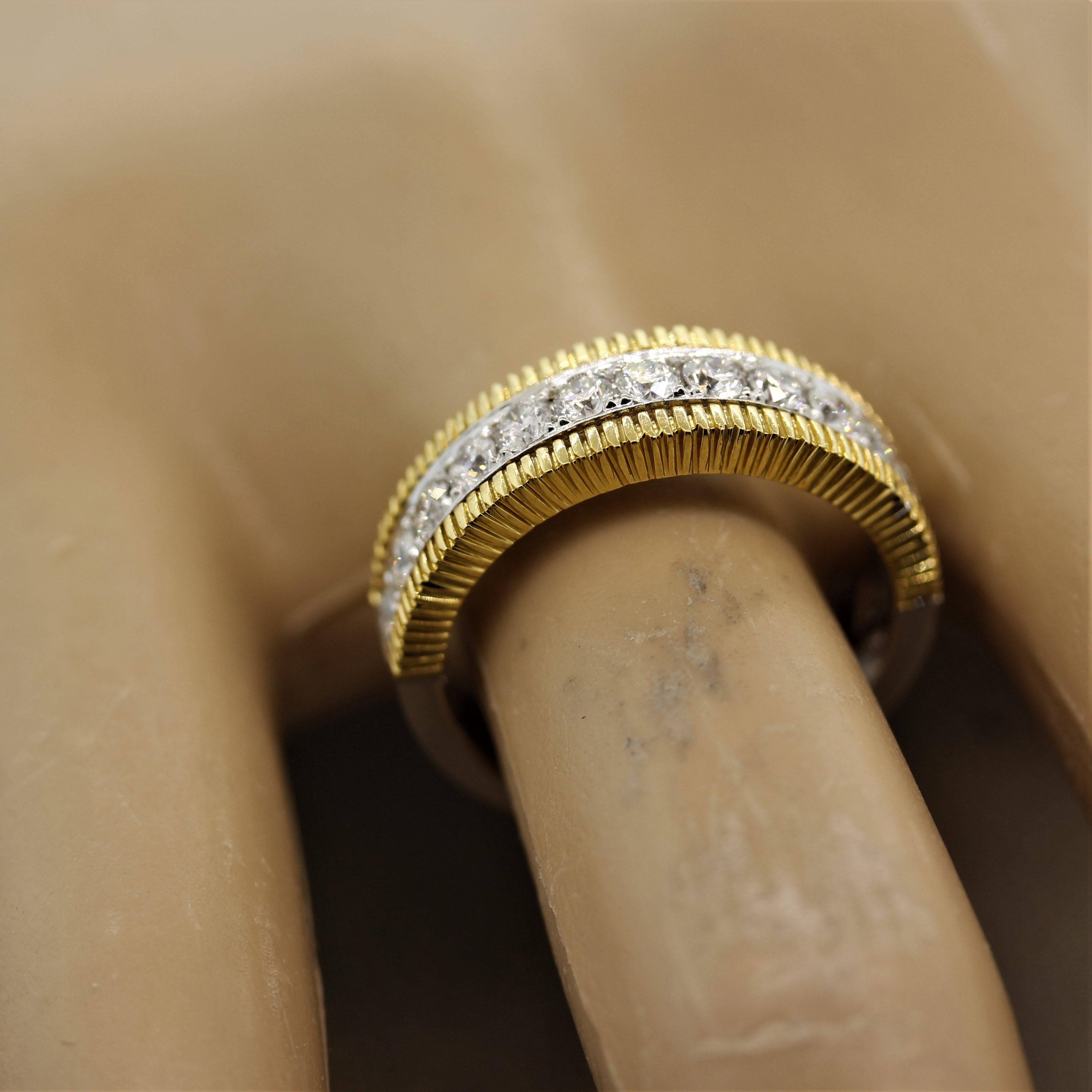Diamond Two-Tone Gold Ring Band For Sale 4