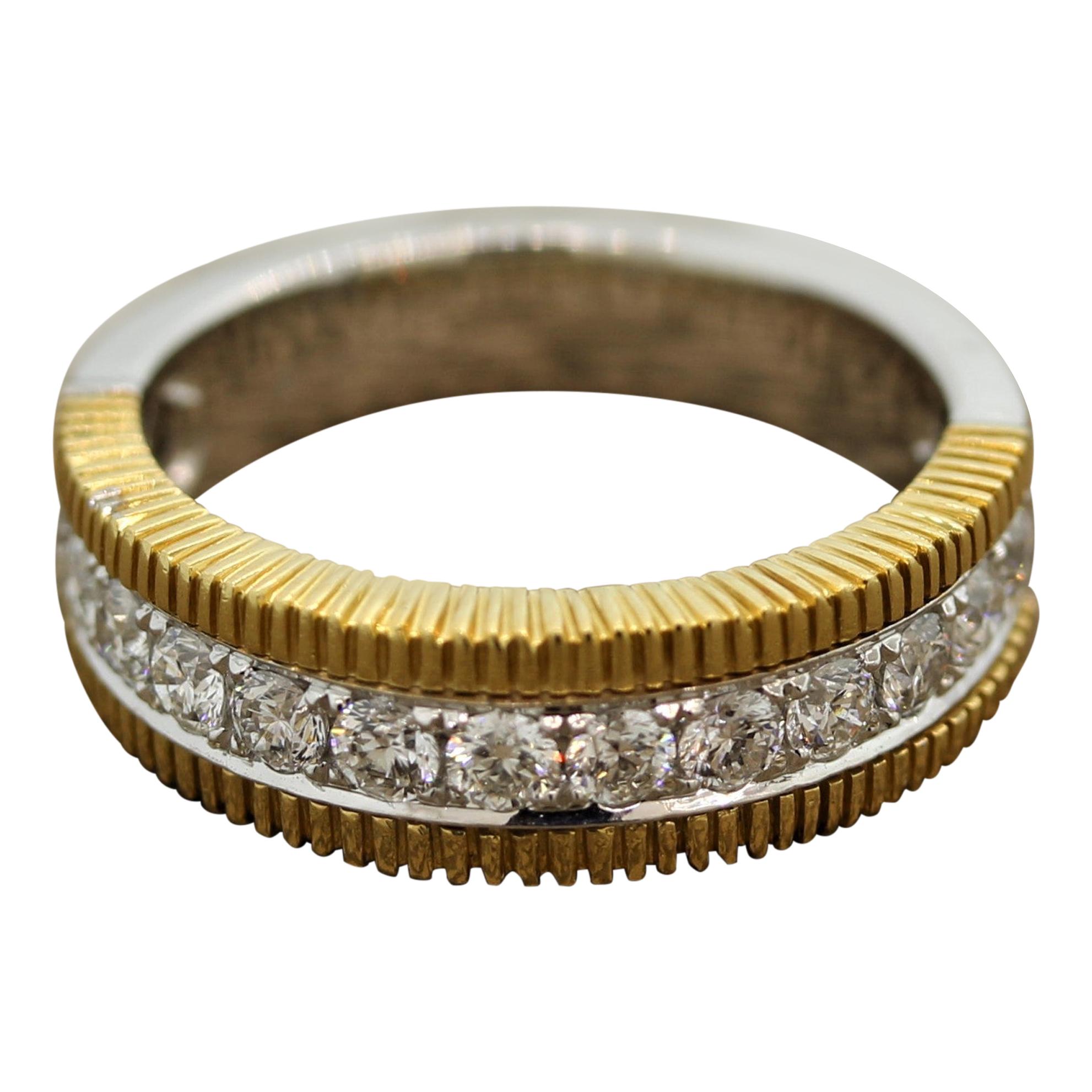 Diamond Two-Tone Gold Ring Band For Sale