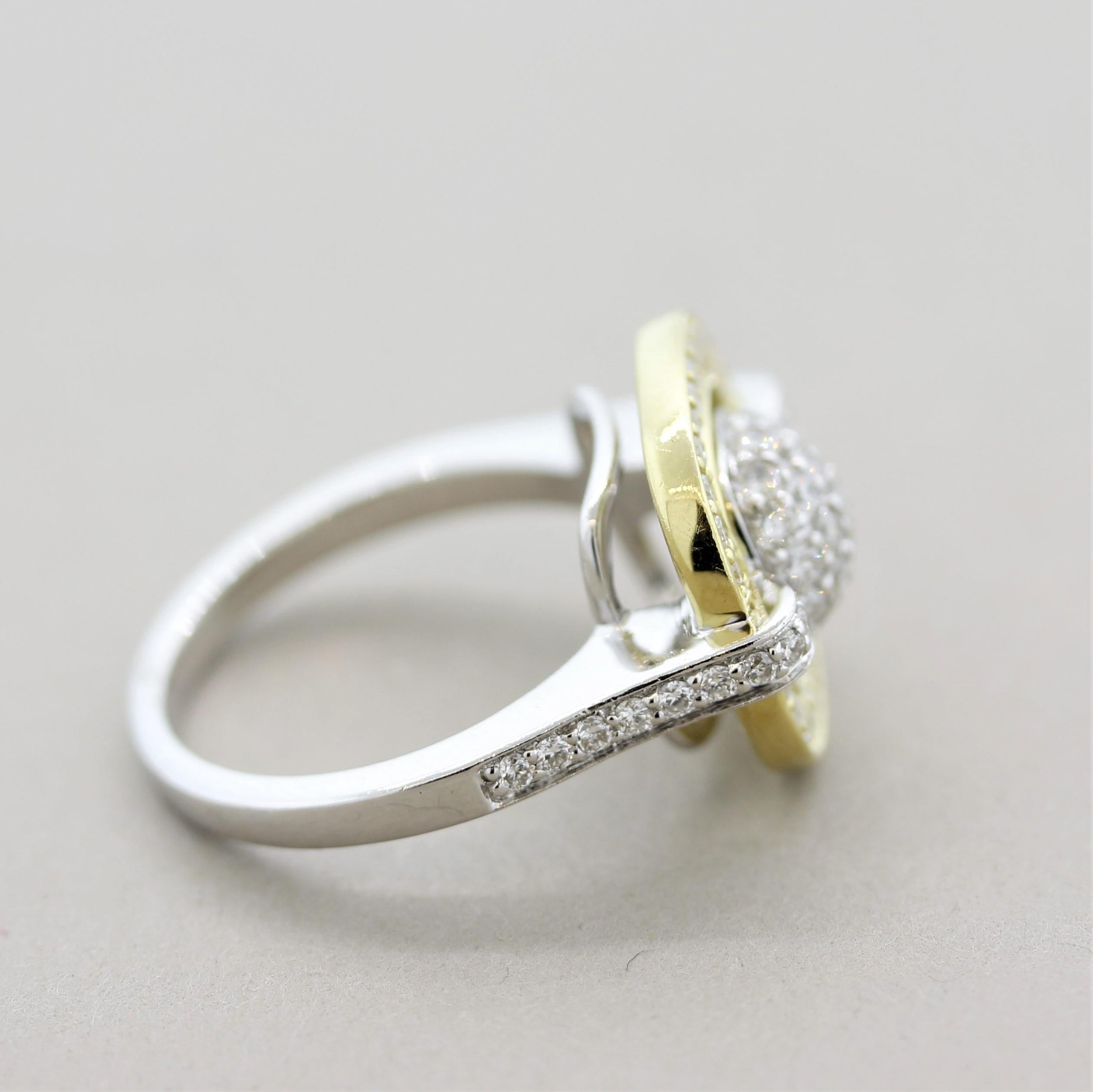 Diamond Two-Tone Gold Ring In New Condition In Beverly Hills, CA
