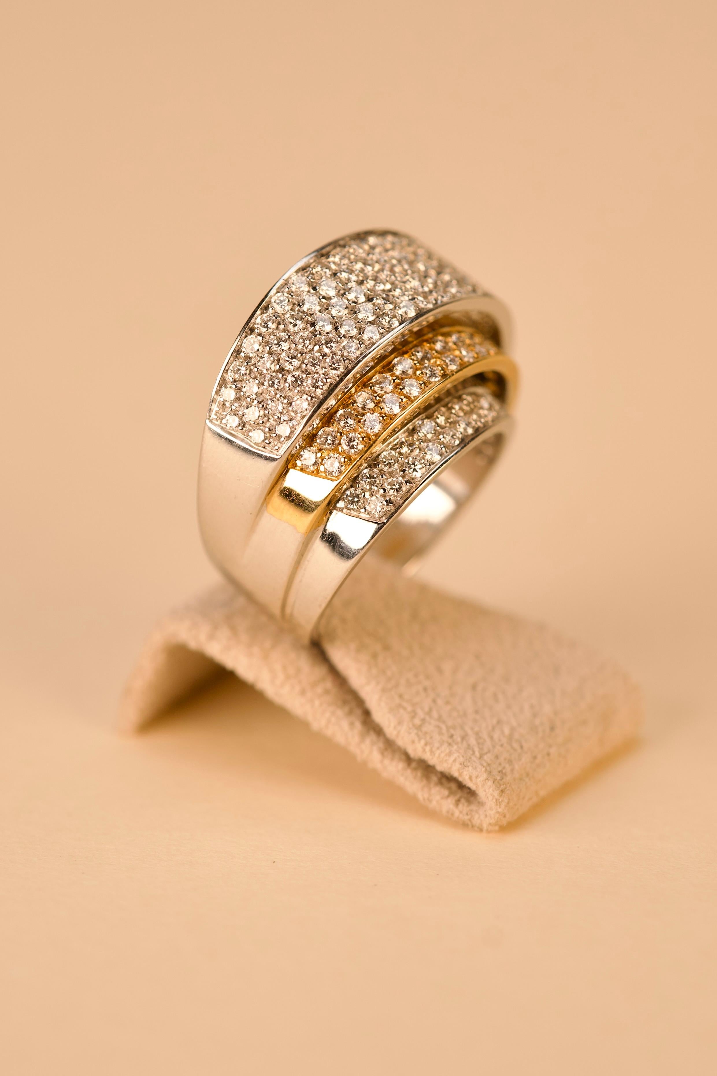 Zweifarbiger Diamant-Goldring im Zustand „Gut“ im Angebot in Lisboa, PT