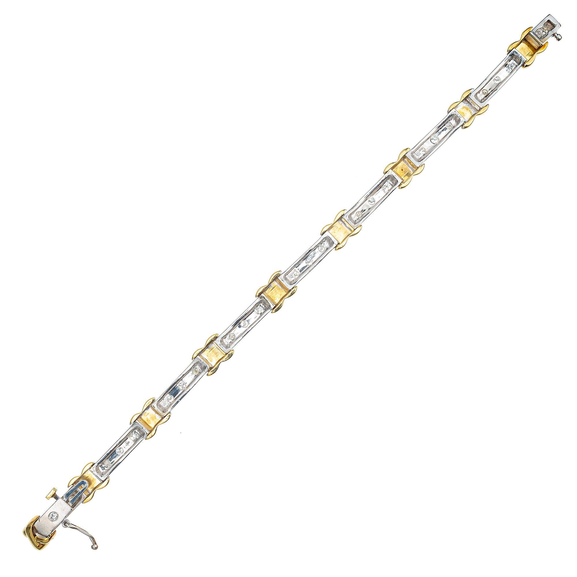 Diamant-Zweifarbiges Gold ''X'' Armbänder im Zustand „Gut“ im Angebot in Stamford, CT