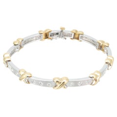 Diamond Two-Tone Gold ''X'' Bracelet