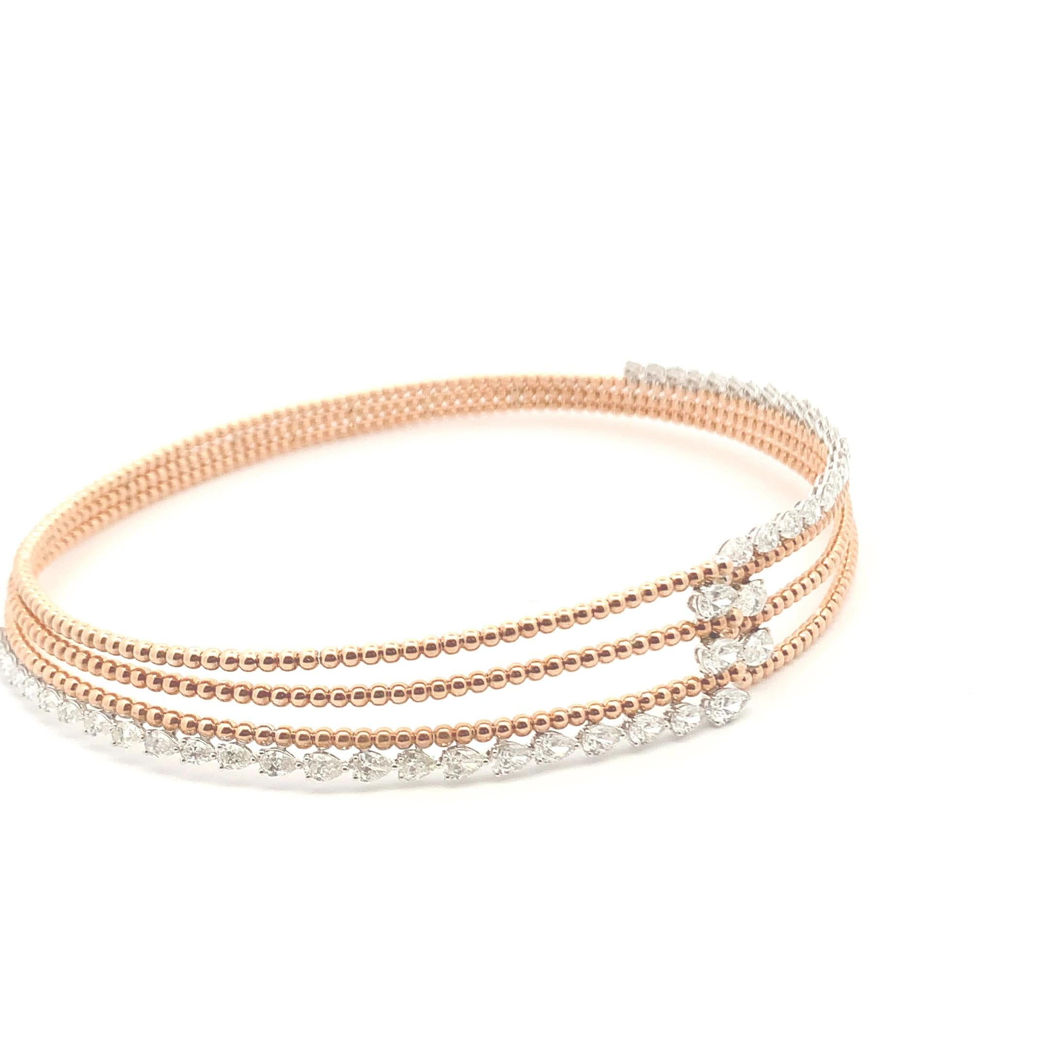 Diamond Two-Tone Multi-Row Beaded Choker in 18K Rose Gold & White Gold In New Condition For Sale In Los Angeles, CA