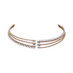 Diamond Two-Tone Multi-Row Beaded Choker in 18K Rose Gold & White Gold