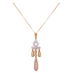 Diamant-Tropfen-Halskette aus zweifarbigem Weiß- und Gelbgold