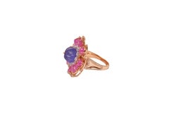 Natural 1.57cts Diamond & 6.36cts Tanzanite & 6.18cts Ruby Ring in 18k Gold
