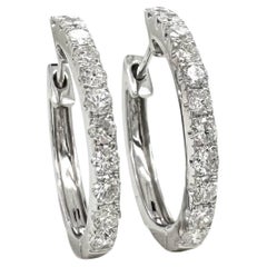 Diamond U-Hoop Earrings in 14k White Gold