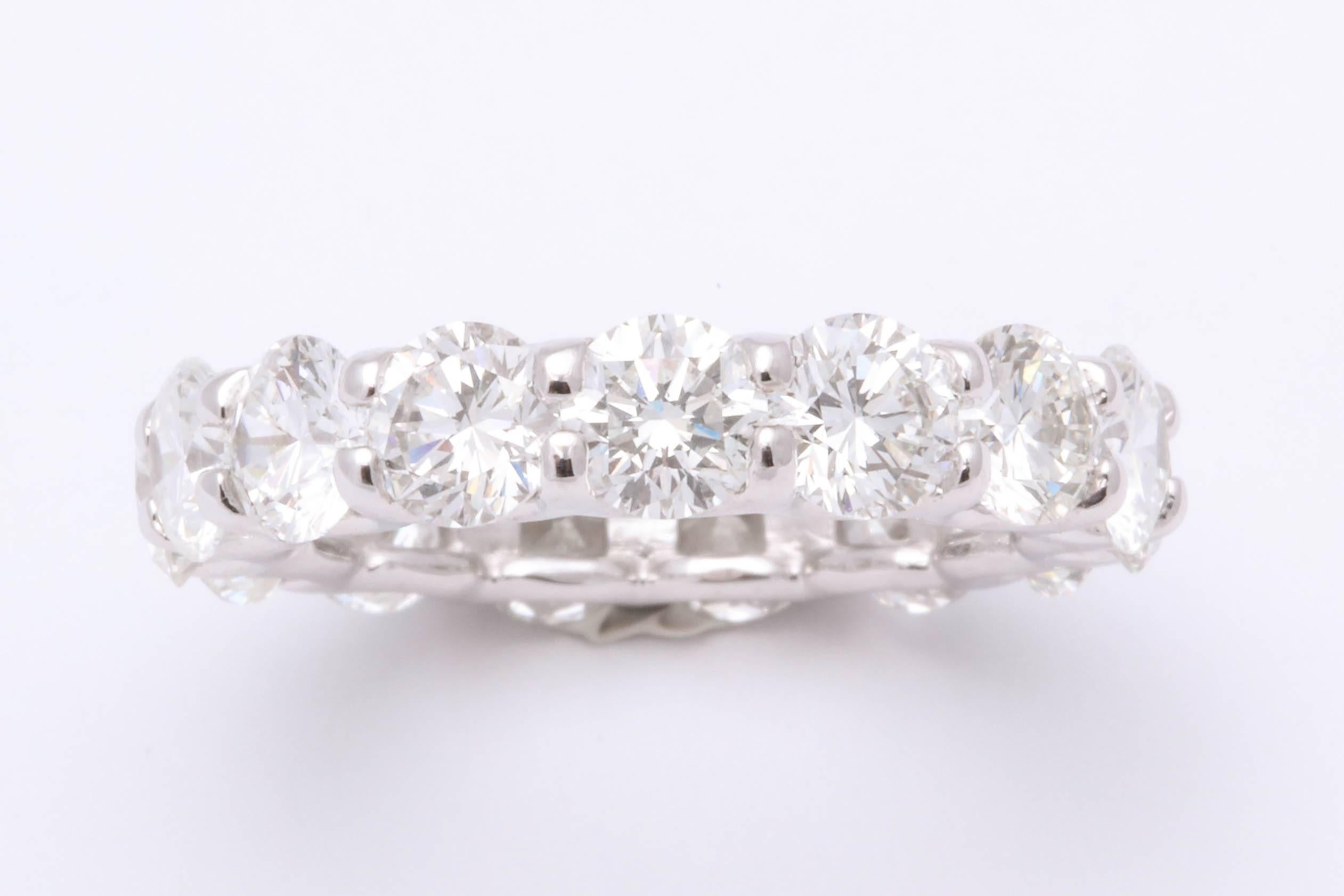 Round Cut Diamond U Setting Eternity Band Set in Platinum For Sale