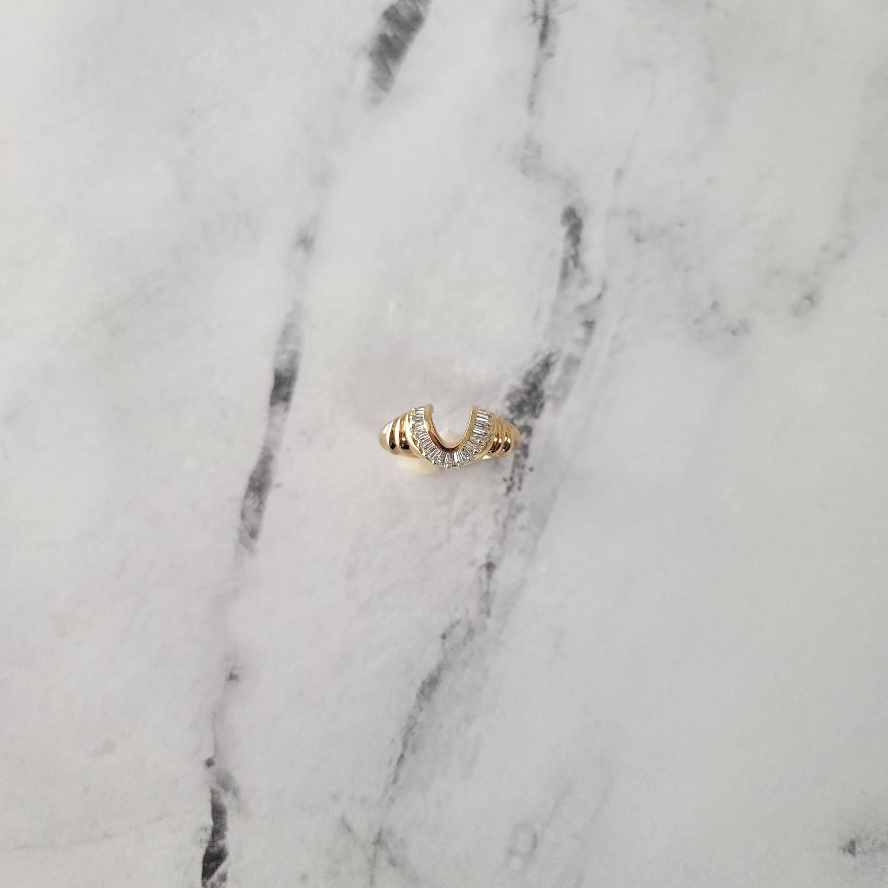 Round Cut Diamond 'U' Shaped Baguette Engagement Ring Wrap/Enhancer For Sale