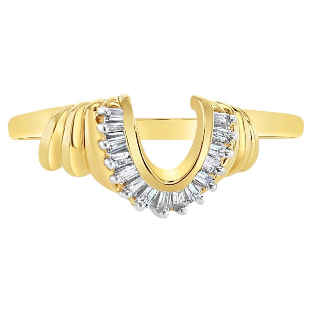 Bague de fiançailles Baguette en forme de "U" avec diamant enveloppant/enrichissant