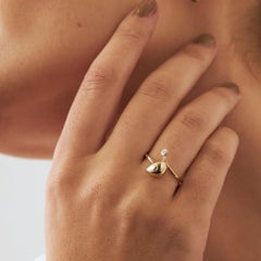 Diamond Unique Pebble Ring in 14K Solid Yellow Gold