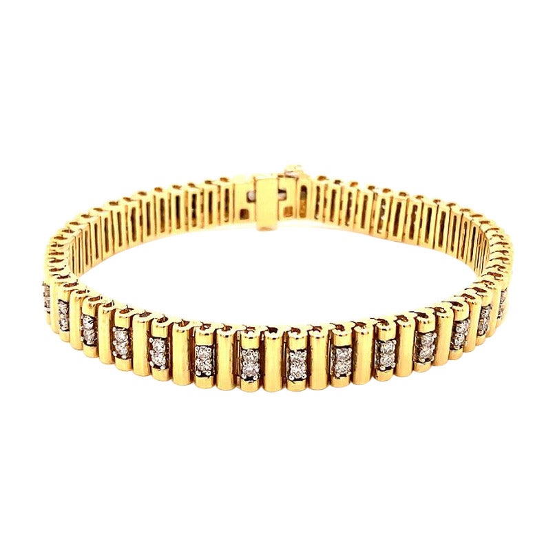Bracciale unisex con diamanti in oro giallo 14K, 1,65 carati G-H, SI1