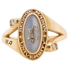 Diamond University Ring, George Mason University Sorority Ring w Mother of Pearl