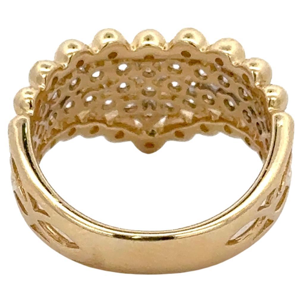Diamant V Beaded Fashion Ring 0,92 Karat 14 Karat Gelbgold G-H SI 5,3 Gramm im Angebot 3