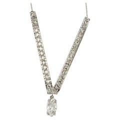 Diamond V Necklace Platinum & 14K White Gold 1.96 TDW