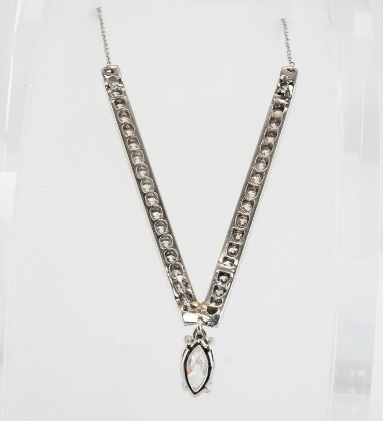 Diamond V Necklace Platinum and 14K White Gold 1.96 TDW For Sale at 1stDibs