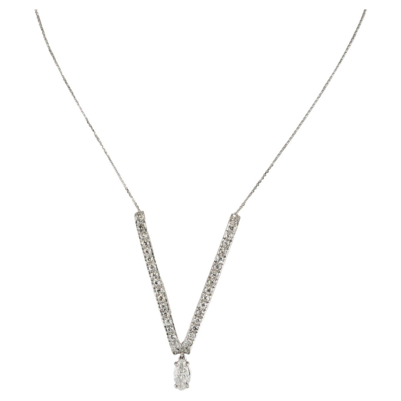 Diamond V Necklace Platinum & 14K White Gold 1.96 TDW