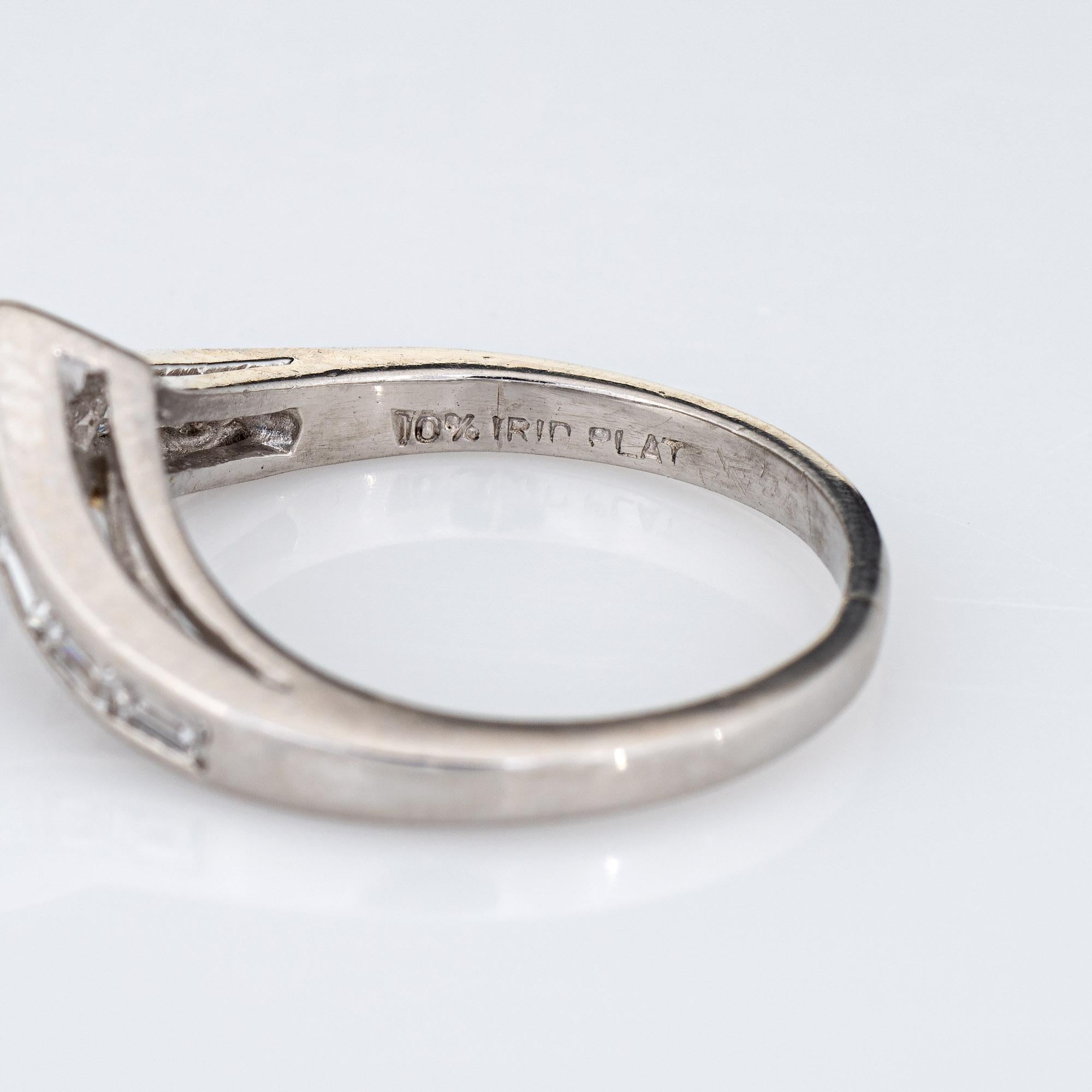 Women's Diamond V Ring Vintage Platinum Sz 5 1/2 Wedding Band Estate Fine Jewelry 