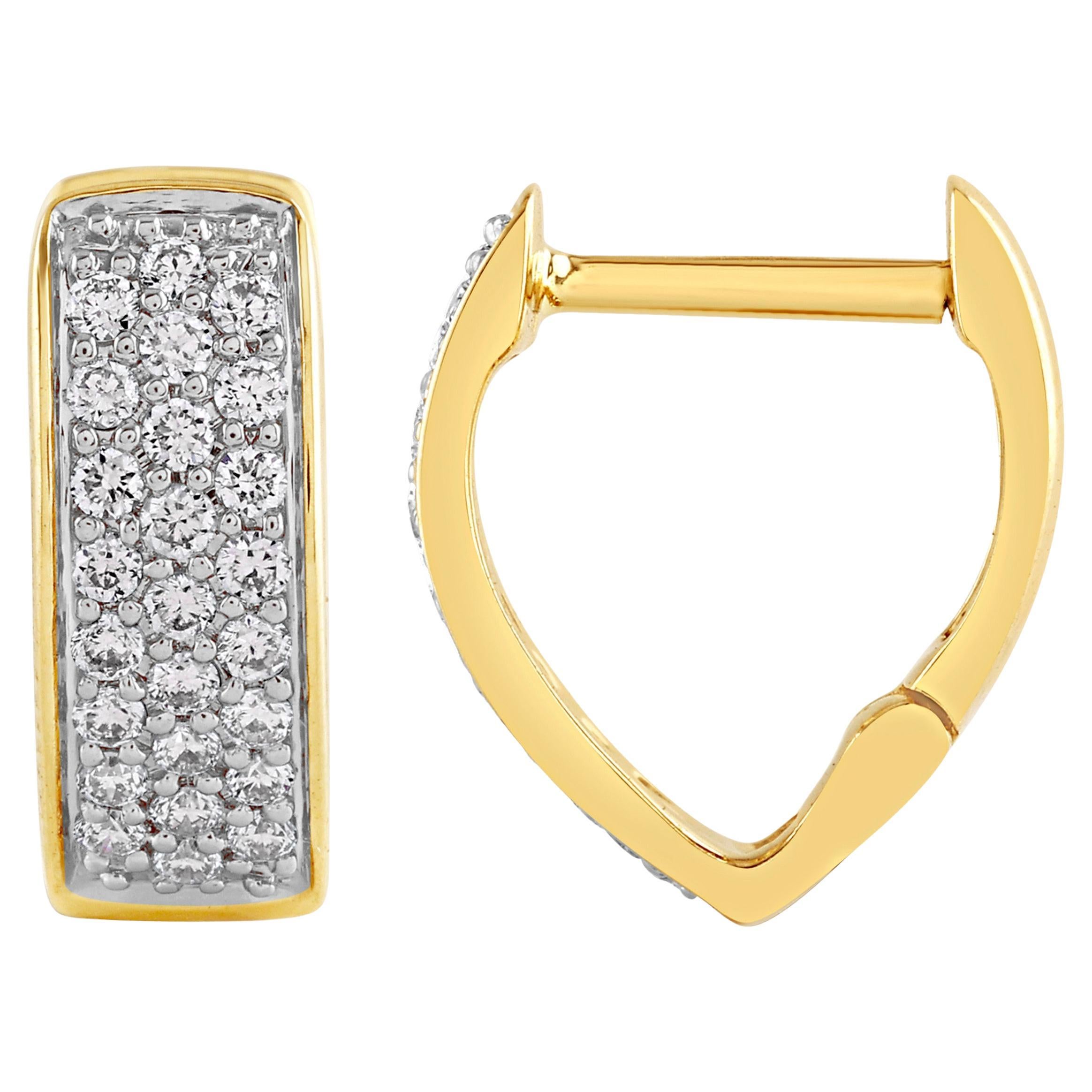 Boucles d'oreilles en or avec diamants en forme de V en vente