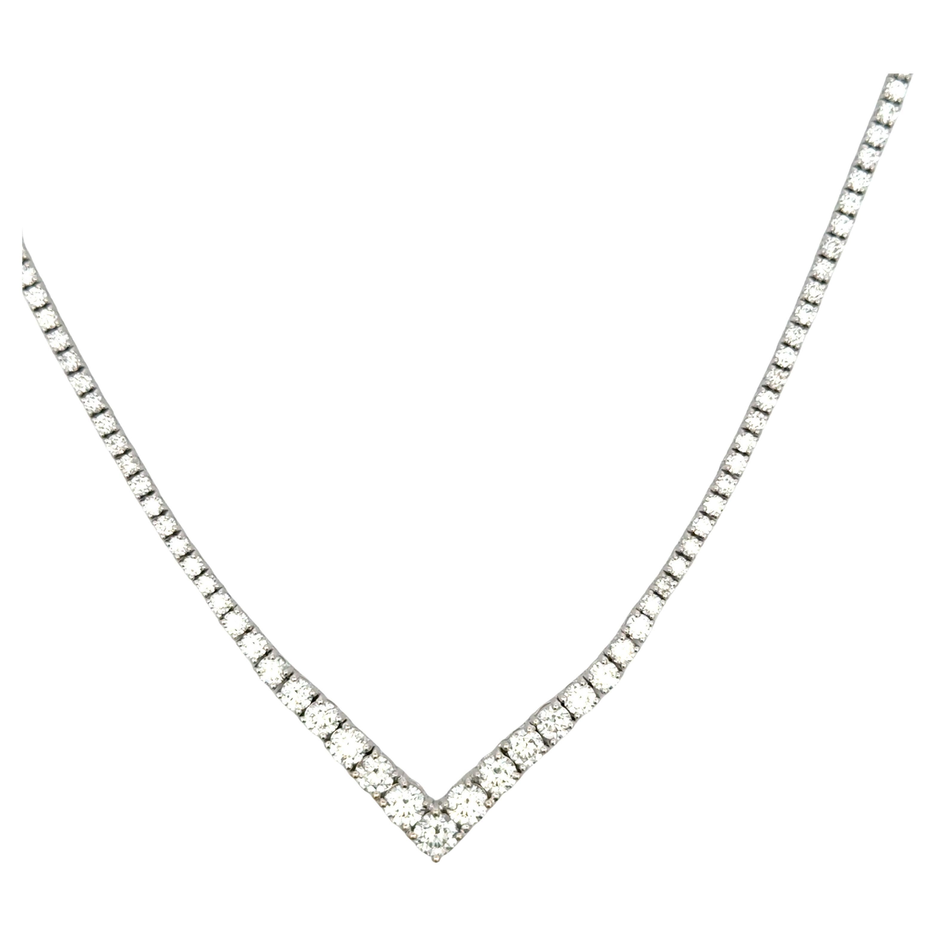 Diamant V-förmige abgestufte Halbweg-Tennis-Halskette mit Diamanten 5,40 Karat 14KT Weißgold im Angebot 5