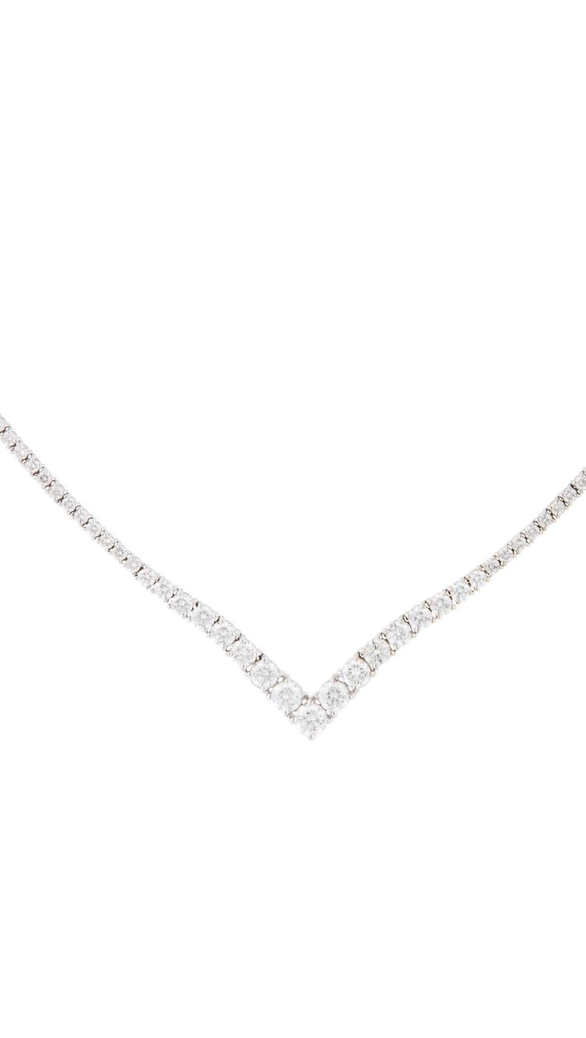 Diamant V-förmige abgestufte Halbweg-Tennis-Halskette mit Diamanten 5,40 Karat 14KT Weißgold im Angebot 7