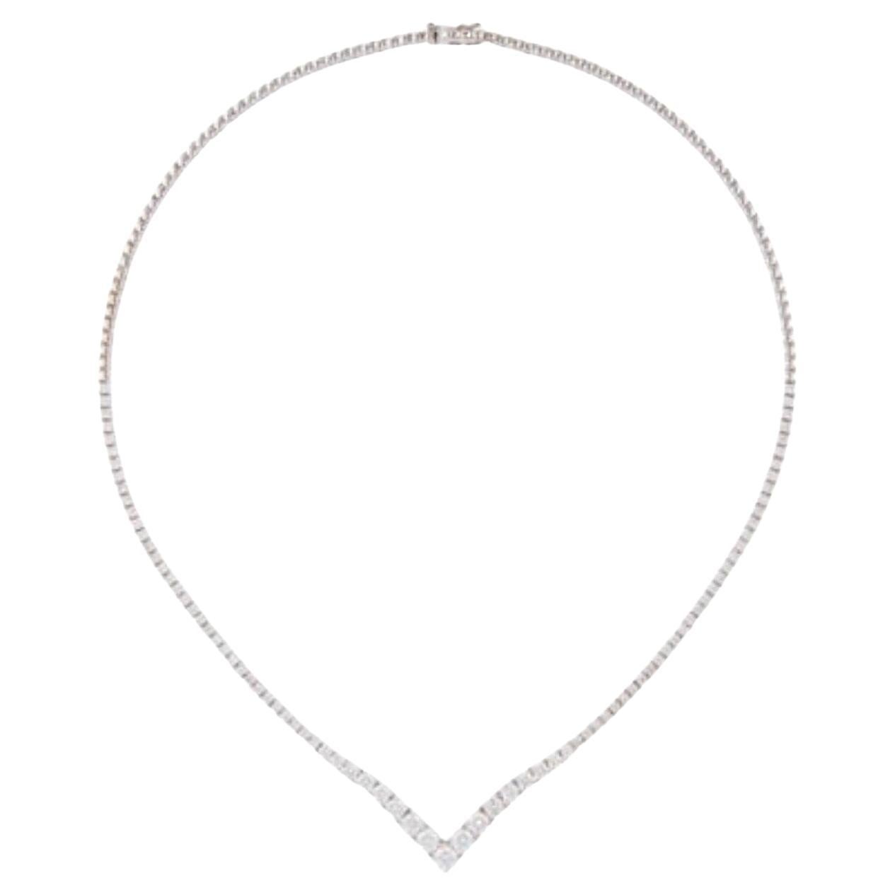 Diamant V-förmige abgestufte Halbweg-Tennis-Halskette mit Diamanten 5,40 Karat 14KT Weißgold im Angebot