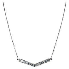 Diamond V-Shaped 1.0 Carat Necklace 18k White Gold