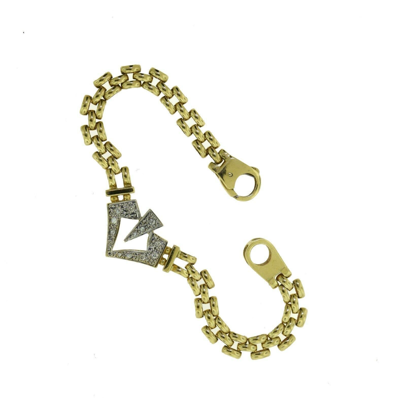 Bracelet classique à maillons en or jaune en forme de V avec diamants Unisexe en vente