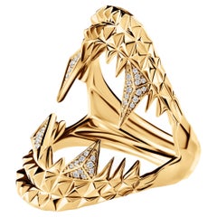 Diamond Vampire Bite Ring – 18ct Yellow gold – 4 Diamonds fangs