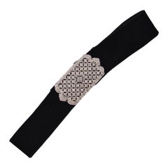 Choker-Halskette aus 18 Karat Weißgold mit Diamanten und Samt, ungetragen