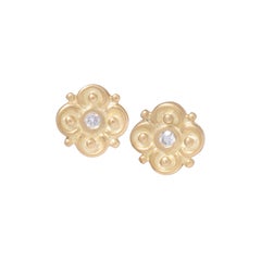Diamond Verbena Stud Earrings in 18 Karat Gold