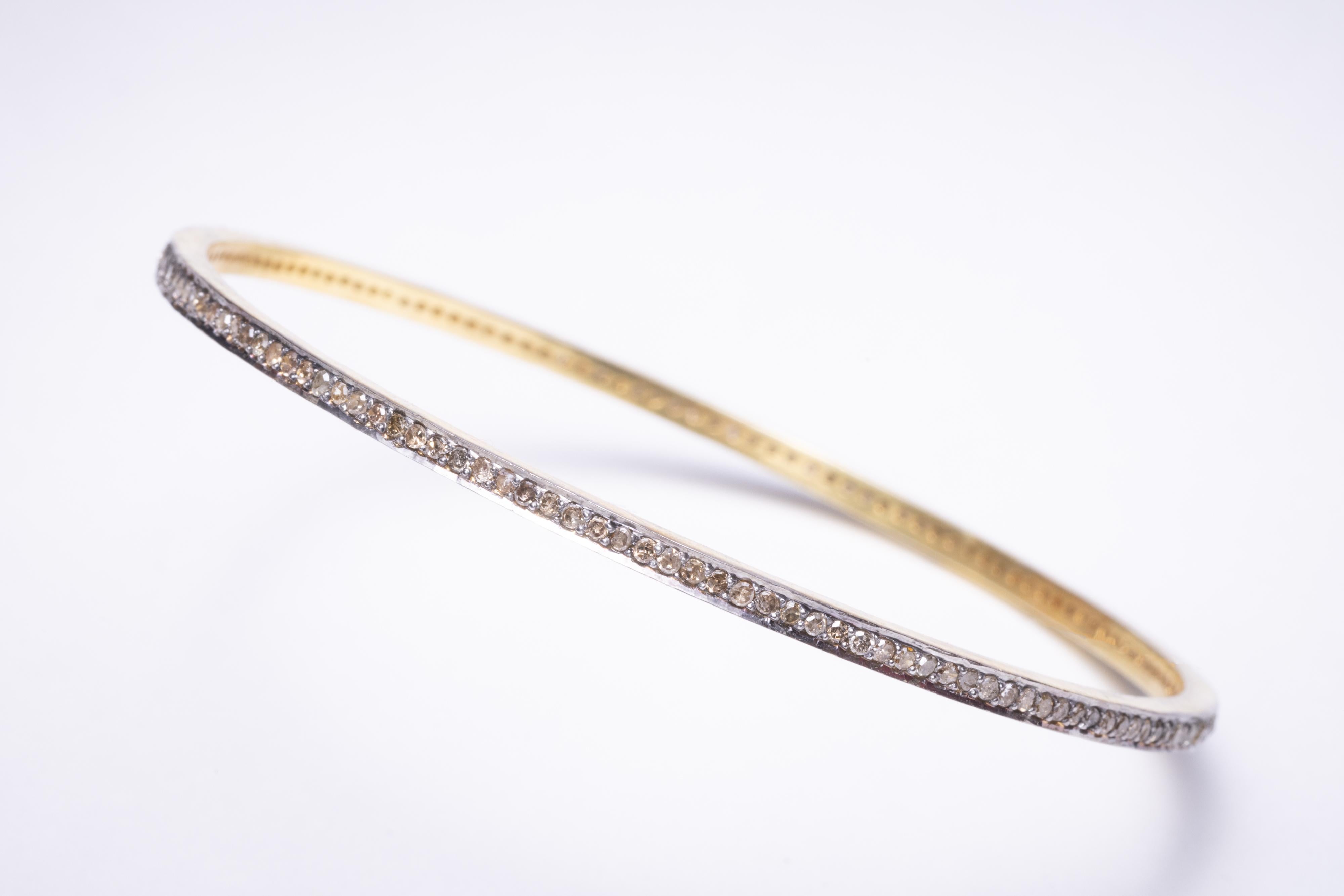 Taille ronde Bracelet en vermeil avec diamants en vente