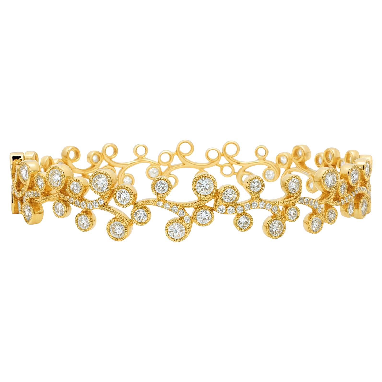 Diamond Vine Bangle For Sale