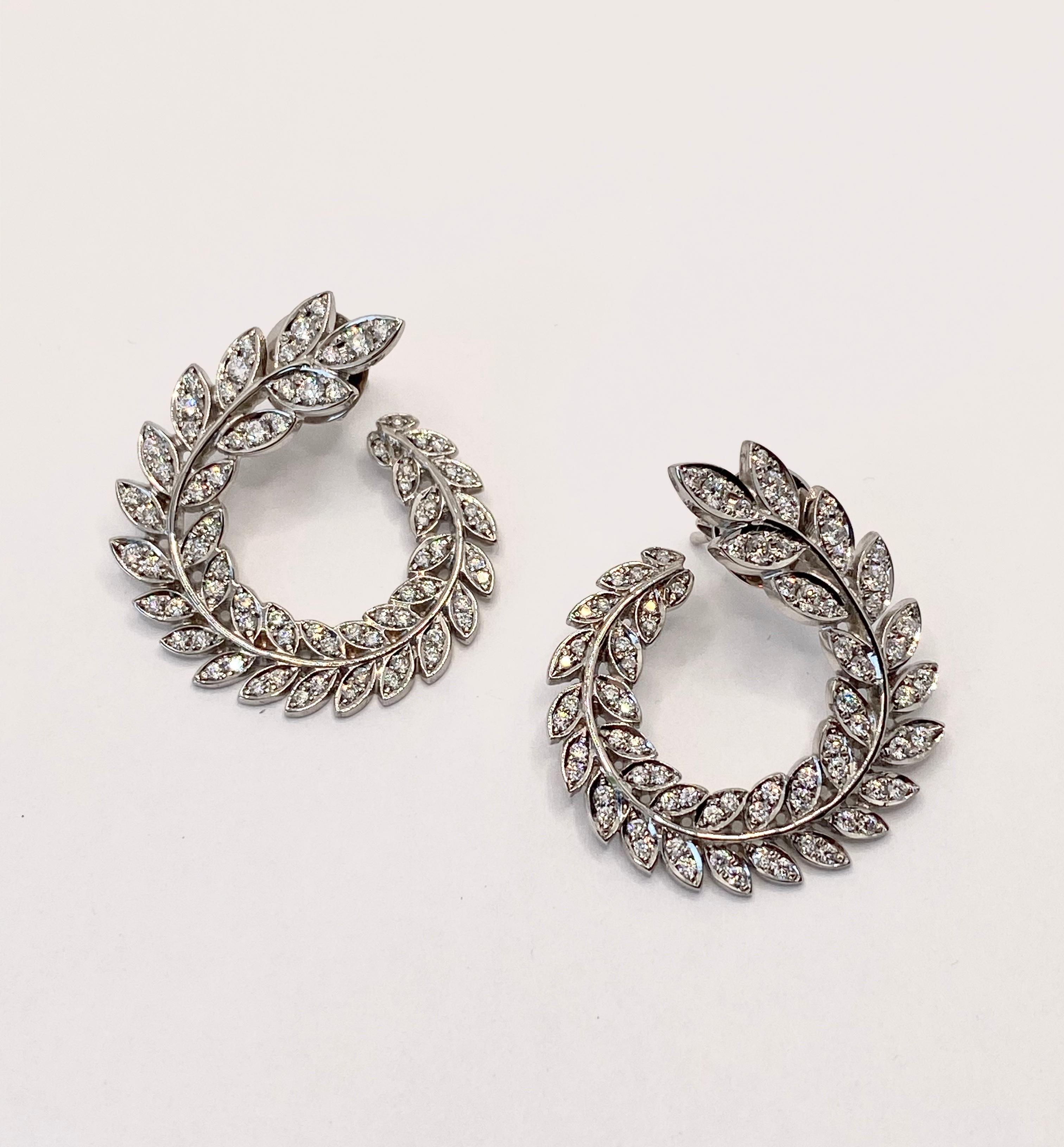 Diamant-Diamant-Vine-Coil-Ohrringe (Zeitgenössisch) im Angebot