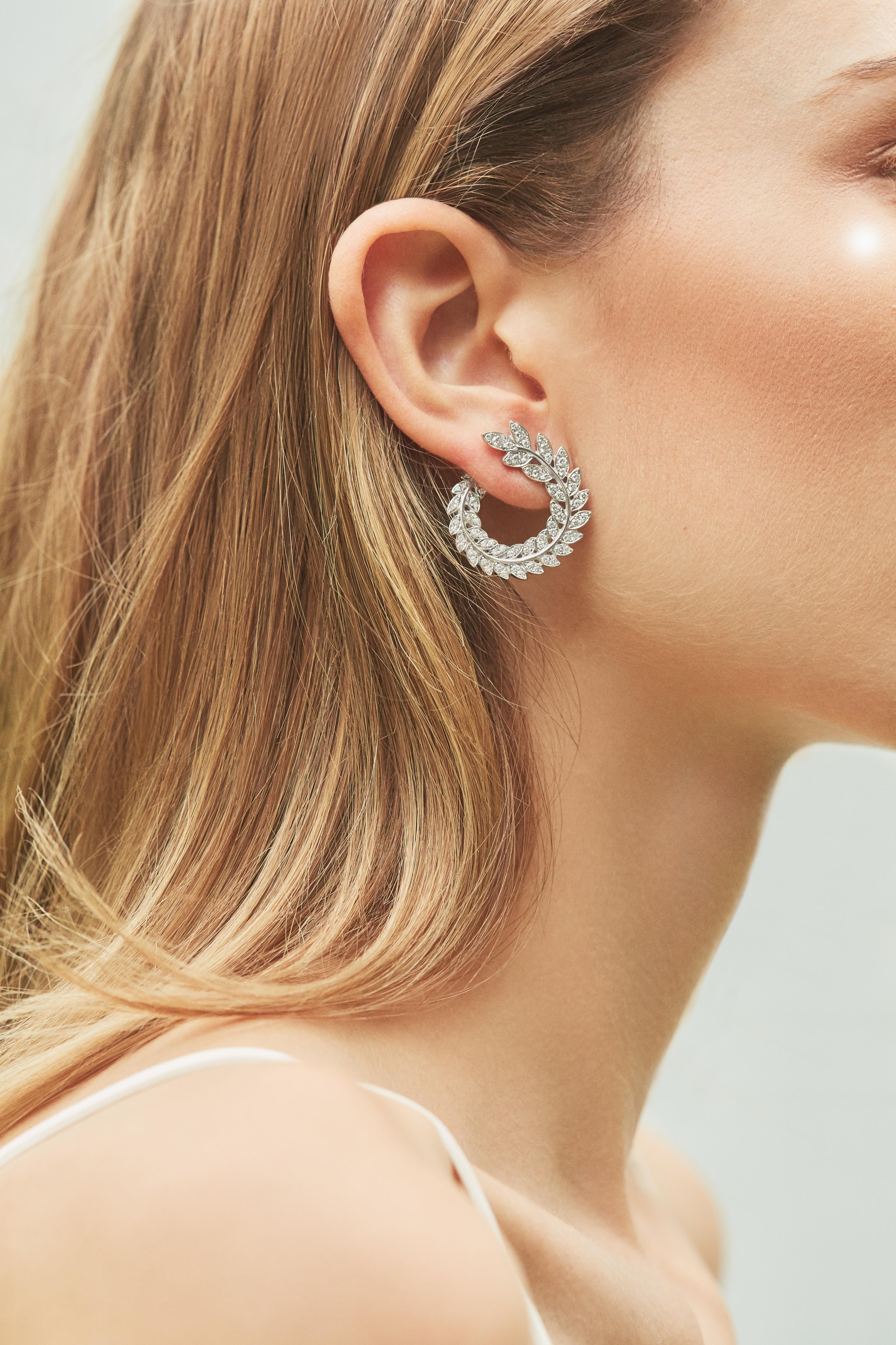 Diamant-Diamant-Vine-Coil-Ohrringe (Rundschliff) im Angebot
