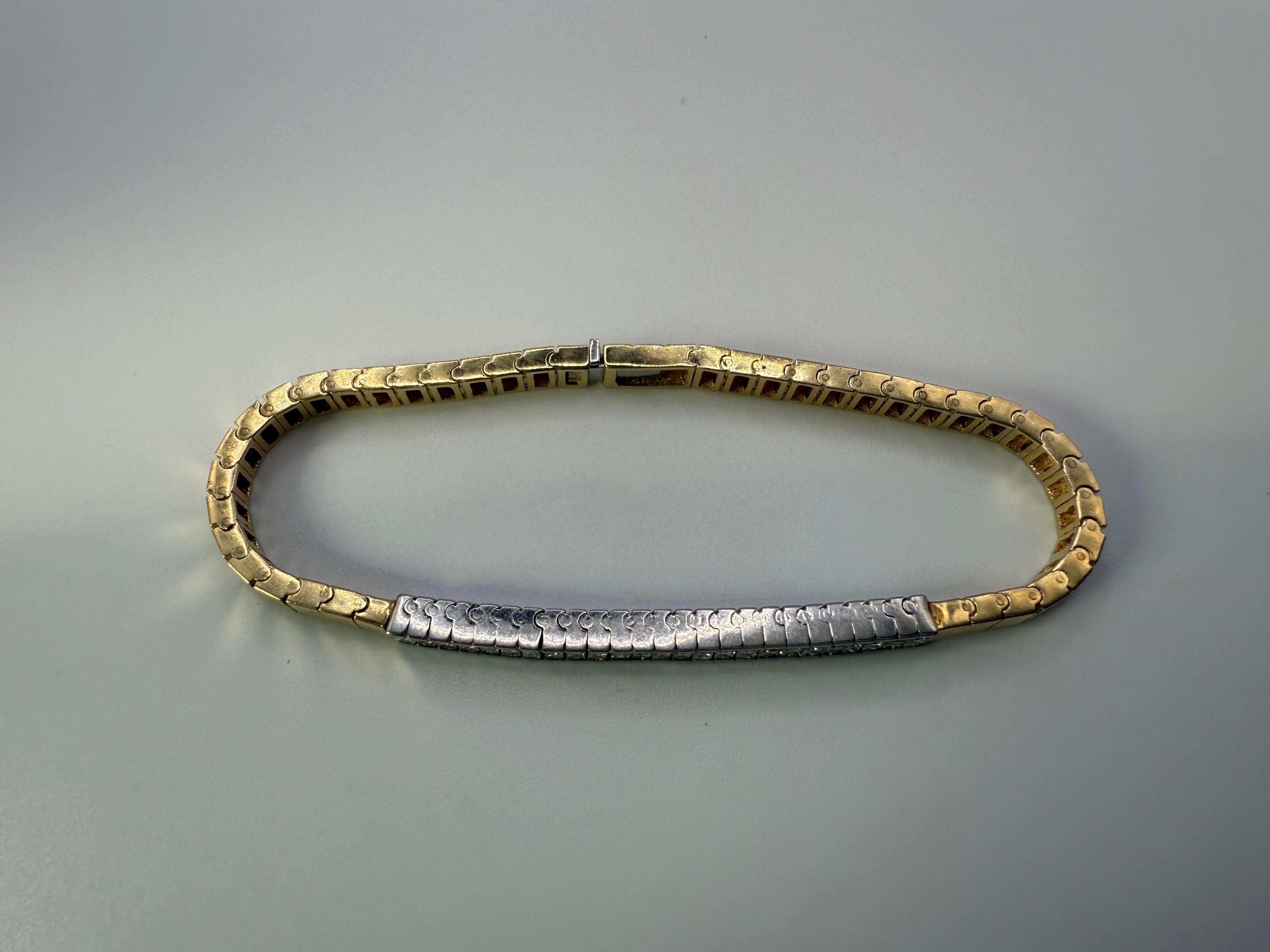 Bracelet Vintage By en or blanc et jaune 14KT avec diamants Excellent état - En vente à Jupiter, FL